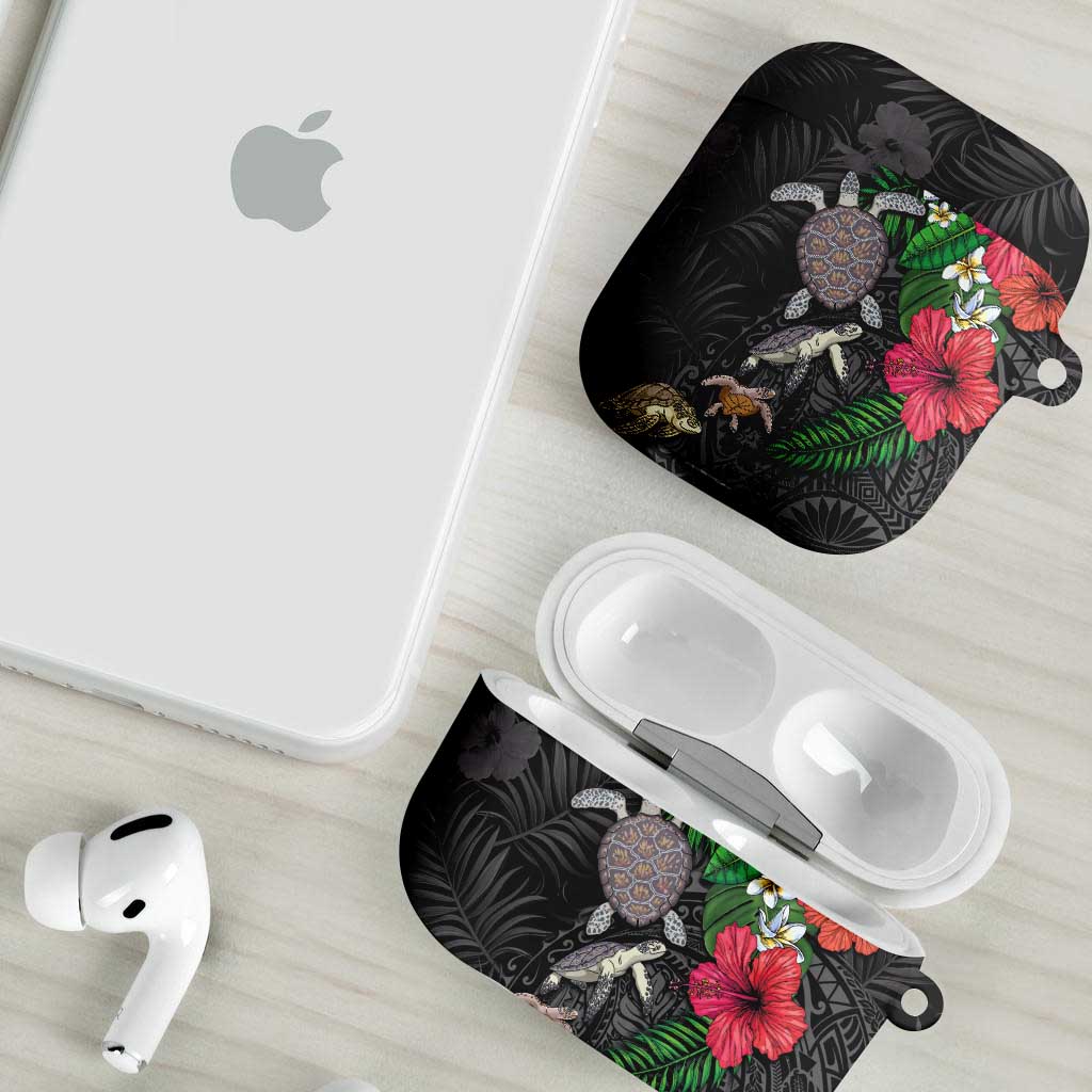 Hawaiian Tropical Plants and Turtles AirPods Case Polynesian Art Motifs LT03 - Polynesian Pride