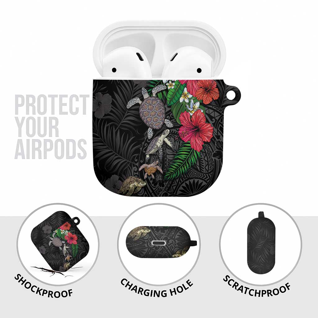 Hawaiian Tropical Plants and Turtles AirPods Case Polynesian Art Motifs LT03 - Polynesian Pride