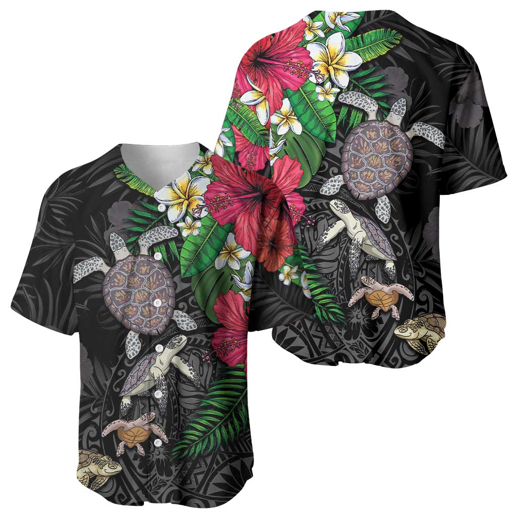 Hawaiian Tropical Plants and Turtles Baseball Jersey Polynesian Art Motifs LT03 - Polynesian Pride