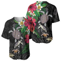 Hawaiian Tropical Plants and Turtles Baseball Jersey Polynesian Art Motifs LT03 - Polynesian Pride