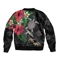 Hawaiian Tropical Plants and Turtles Bomber Jacket Polynesian Art Motifs LT03 - Polynesian Pride