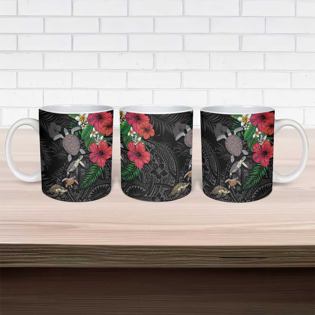 Hawaiian Tropical Plants and Turtles Ceramic Mug Polynesian Art Motifs LT03 - Polynesian Pride