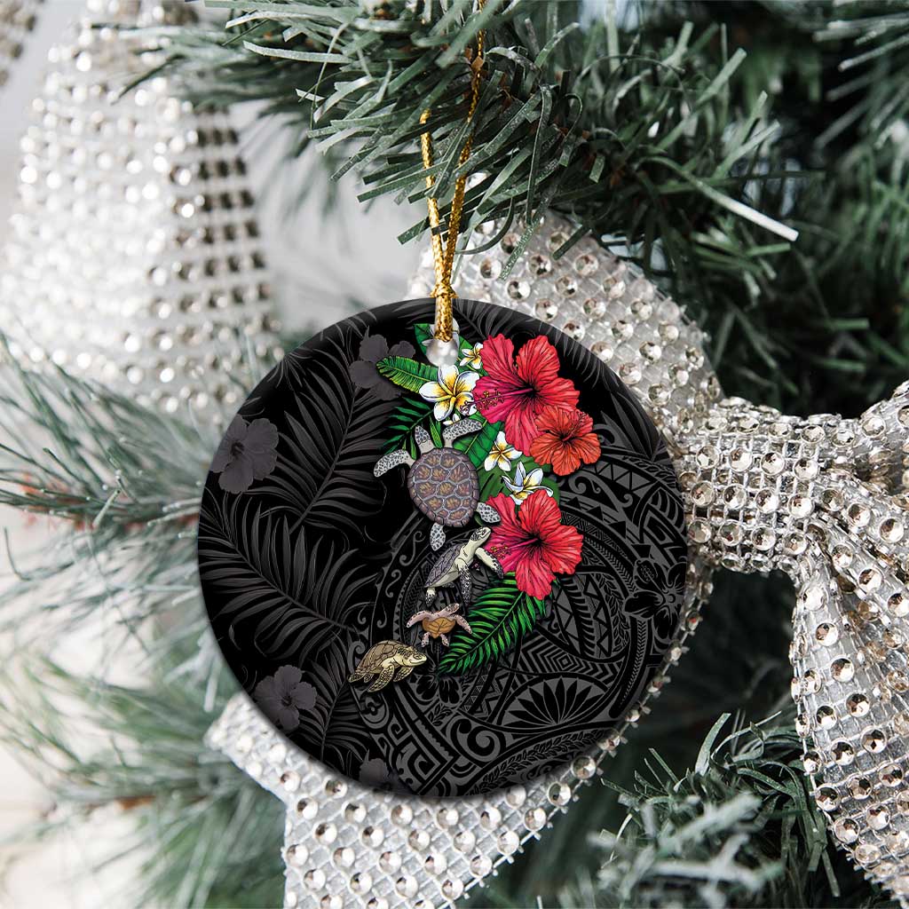 Hawaiian Tropical Plants and Turtles Ceramic Ornament Polynesian Art Motifs LT03 - Polynesian Pride