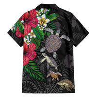 Hawaiian Tropical Plants and Turtles Family Matching Long Sleeve Bodycon Dress and Hawaiian Shirt Polynesian Art Motifs