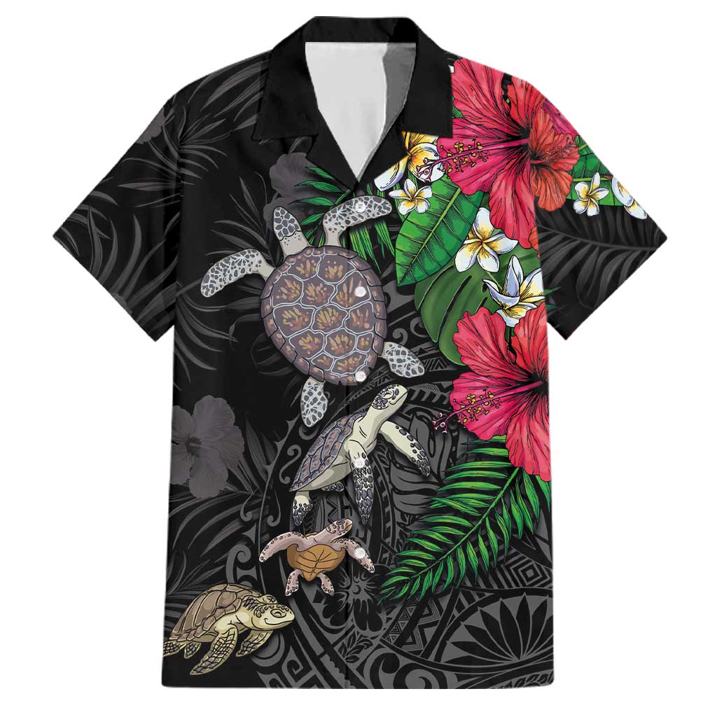 Hawaiian Tropical Plants and Turtles Family Matching Mermaid Dress and Hawaiian Shirt Polynesian Art Motifs
