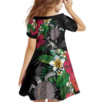 Hawaiian Tropical Plants and Turtles Family Matching Summer Maxi Dress and Hawaiian Shirt Polynesian Art Motifs