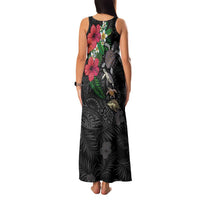 Hawaiian Tropical Plants and Turtles Family Matching Tank Maxi Dress and Hawaiian Shirt Polynesian Art Motifs