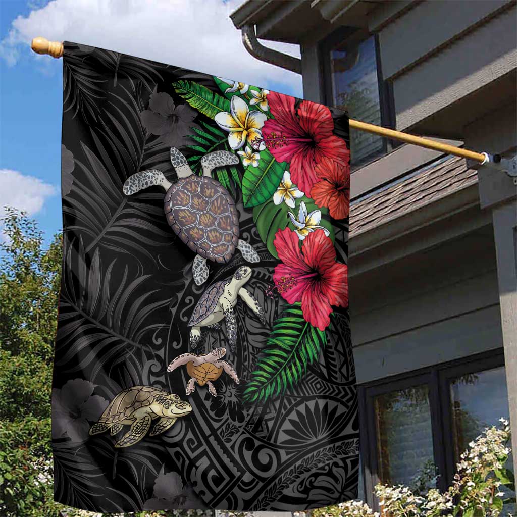 Hawaiian Tropical Plants and Turtles Garden Flag Polynesian Art Motifs LT03 - Polynesian Pride