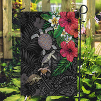 Hawaiian Tropical Plants and Turtles Garden Flag Polynesian Art Motifs LT03 Garden Flag Black - Polynesian Pride