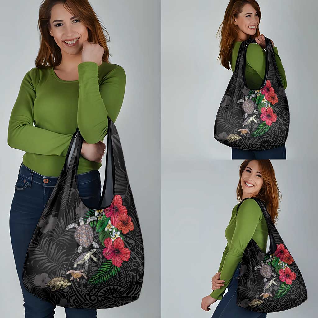 Hawaiian Tropical Plants and Turtles Grocery Bag Polynesian Art Motifs LT03 - Polynesian Pride