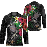 Hawaiian Tropical Plants and Turtles Hockey Jersey Polynesian Art Motifs LT03 - Polynesian Pride