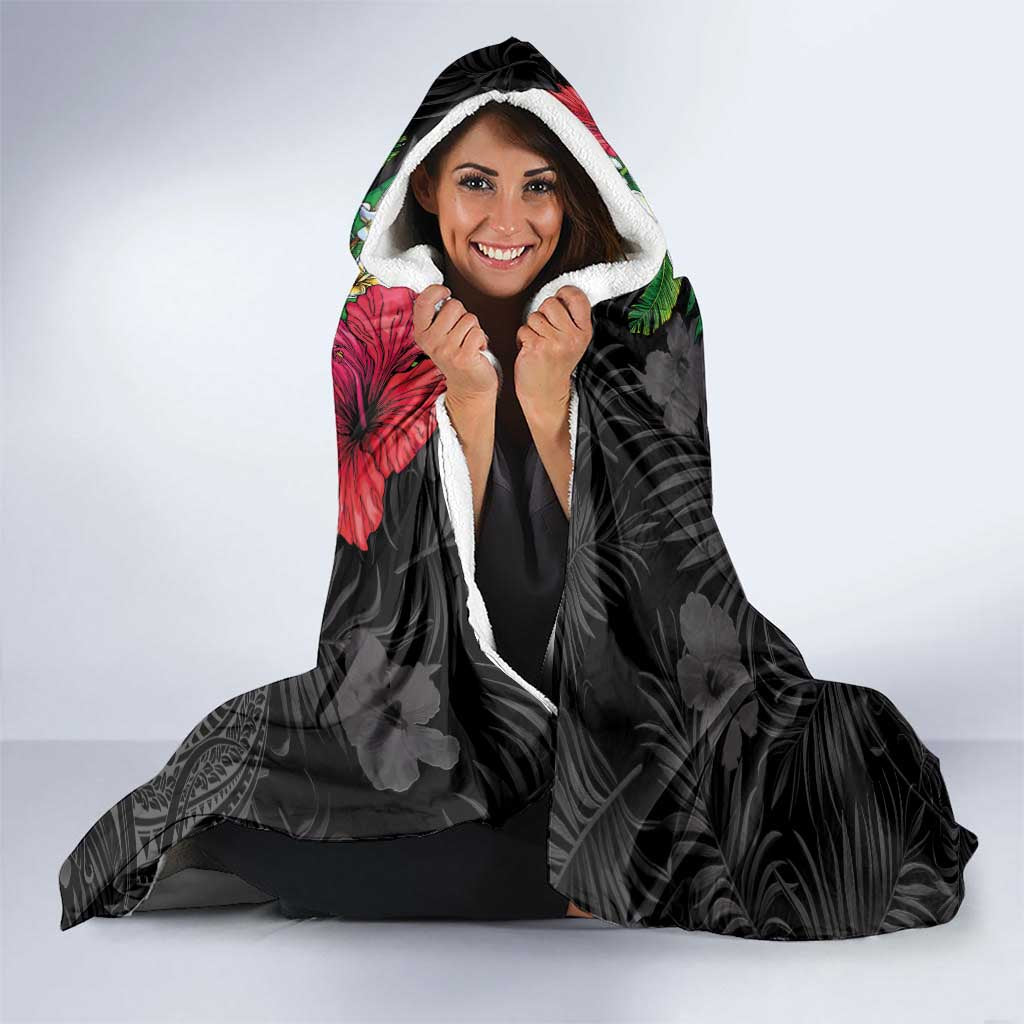 Hawaiian Tropical Plants and Turtles Hooded Blanket Polynesian Art Motifs LT03 - Polynesian Pride