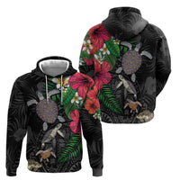 Hawaiian Tropical Plants and Turtles Hoodie Polynesian Art Motifs LT03 - Polynesian Pride