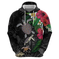 Hawaiian Tropical Plants and Turtles Hoodie Polynesian Art Motifs LT03 - Polynesian Pride