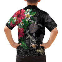 Hawaiian Tropical Plants and Turtles Kid Hawaiian Shirt Polynesian Art Motifs LT03 - Polynesian Pride