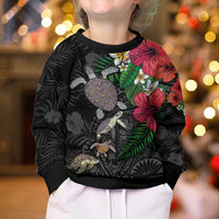 Hawaiian Tropical Plants and Turtles Kid Ugly Christmas Sweater Polynesian Art Motifs LT03 - Polynesian Pride
