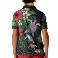 Hawaiian Tropical Plants and Turtles Kid Polo Shirt Polynesian Art Motifs LT03 - Polynesian Pride