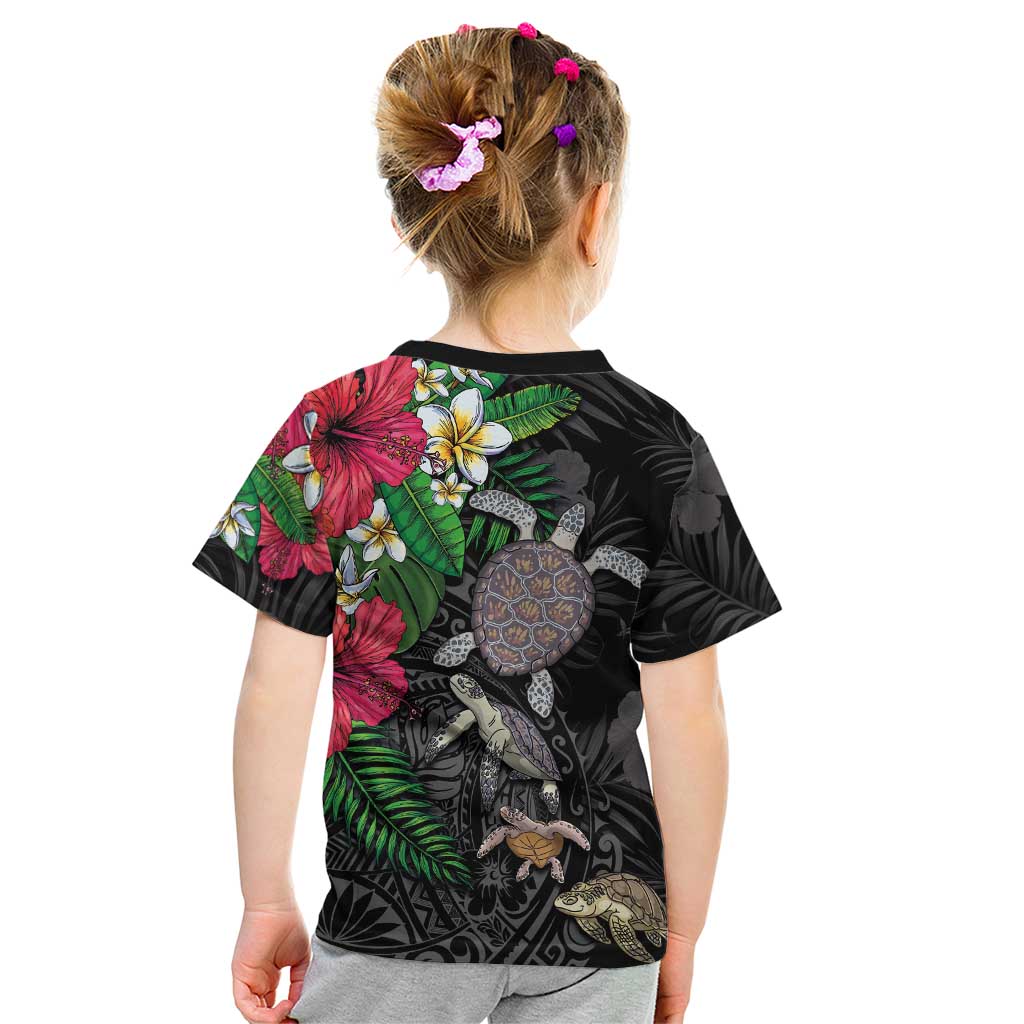 Hawaiian Tropical Plants and Turtles Kid T Shirt Polynesian Art Motifs LT03 - Polynesian Pride