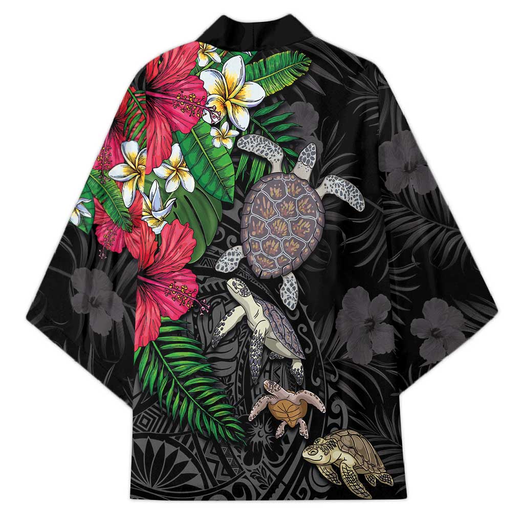 Hawaiian Tropical Plants and Turtles Kimono Polynesian Art Motifs LT03 - Polynesian Pride