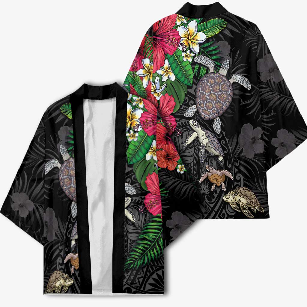 Hawaiian Tropical Plants and Turtles Kimono Polynesian Art Motifs LT03 - Polynesian Pride