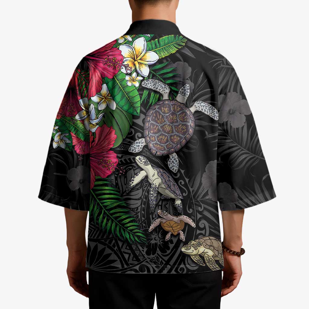 Hawaiian Tropical Plants and Turtles Kimono Polynesian Art Motifs LT03 - Polynesian Pride