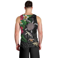 Hawaiian Tropical Plants and Turtles Men Tank Top Polynesian Art Motifs LT03 - Polynesian Pride