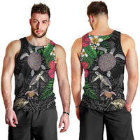 Hawaiian Tropical Plants and Turtles Men Tank Top Polynesian Art Motifs LT03 - Polynesian Pride