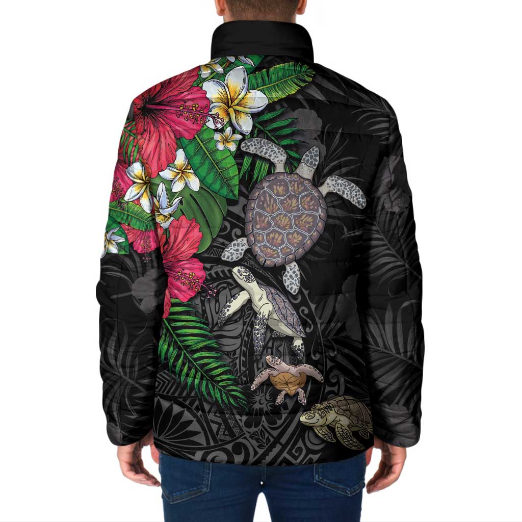 Hawaiian Tropical Plants and Turtles Padded Jacket Polynesian Art Motifs LT03 - Polynesian Pride