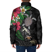 Hawaiian Tropical Plants and Turtles Padded Jacket Polynesian Art Motifs LT03 - Polynesian Pride