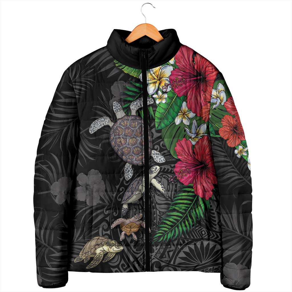 Hawaiian Tropical Plants and Turtles Padded Jacket Polynesian Art Motifs LT03 - Polynesian Pride