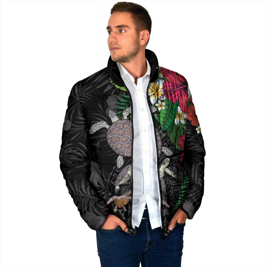 Hawaiian Tropical Plants and Turtles Padded Jacket Polynesian Art Motifs LT03 - Polynesian Pride