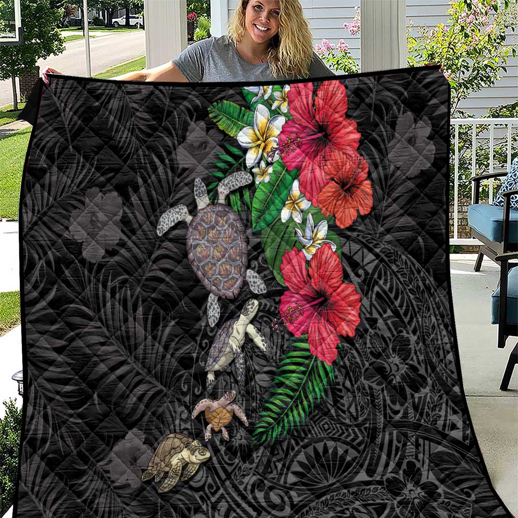 Hawaiian Tropical Plants and Turtles Quilt Polynesian Art Motifs