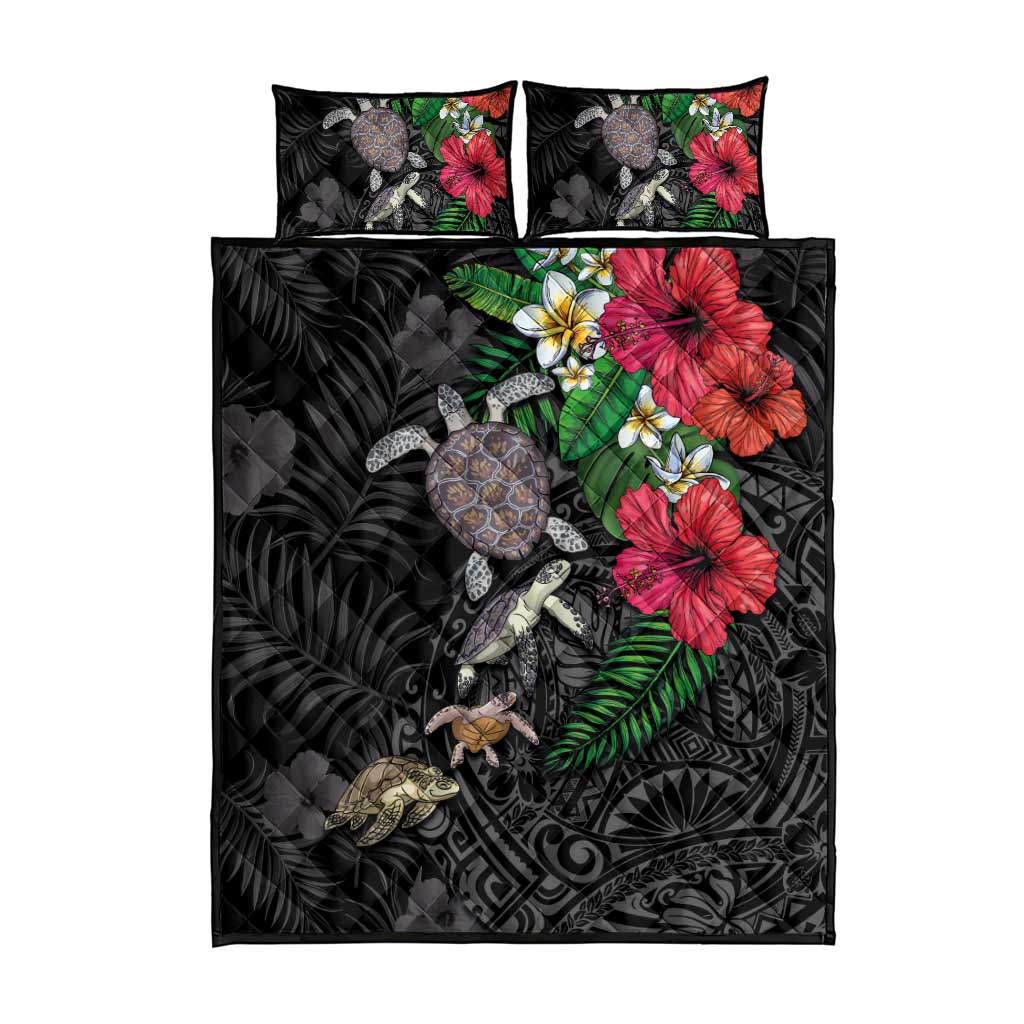 Hawaiian Tropical Plants and Turtles Quilt Bed Set Polynesian Art Motifs LT03 - Polynesian Pride