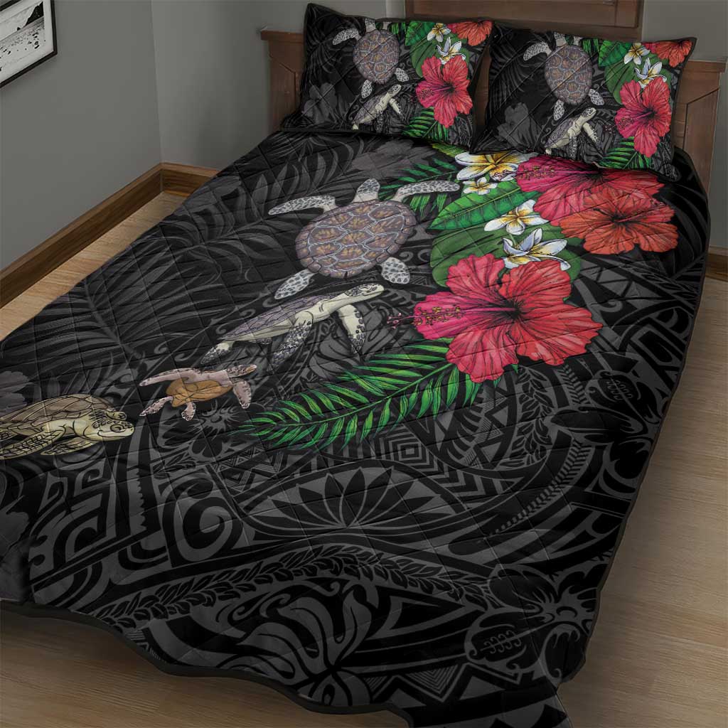 Hawaiian Tropical Plants and Turtles Quilt Bed Set Polynesian Art Motifs LT03 - Polynesian Pride