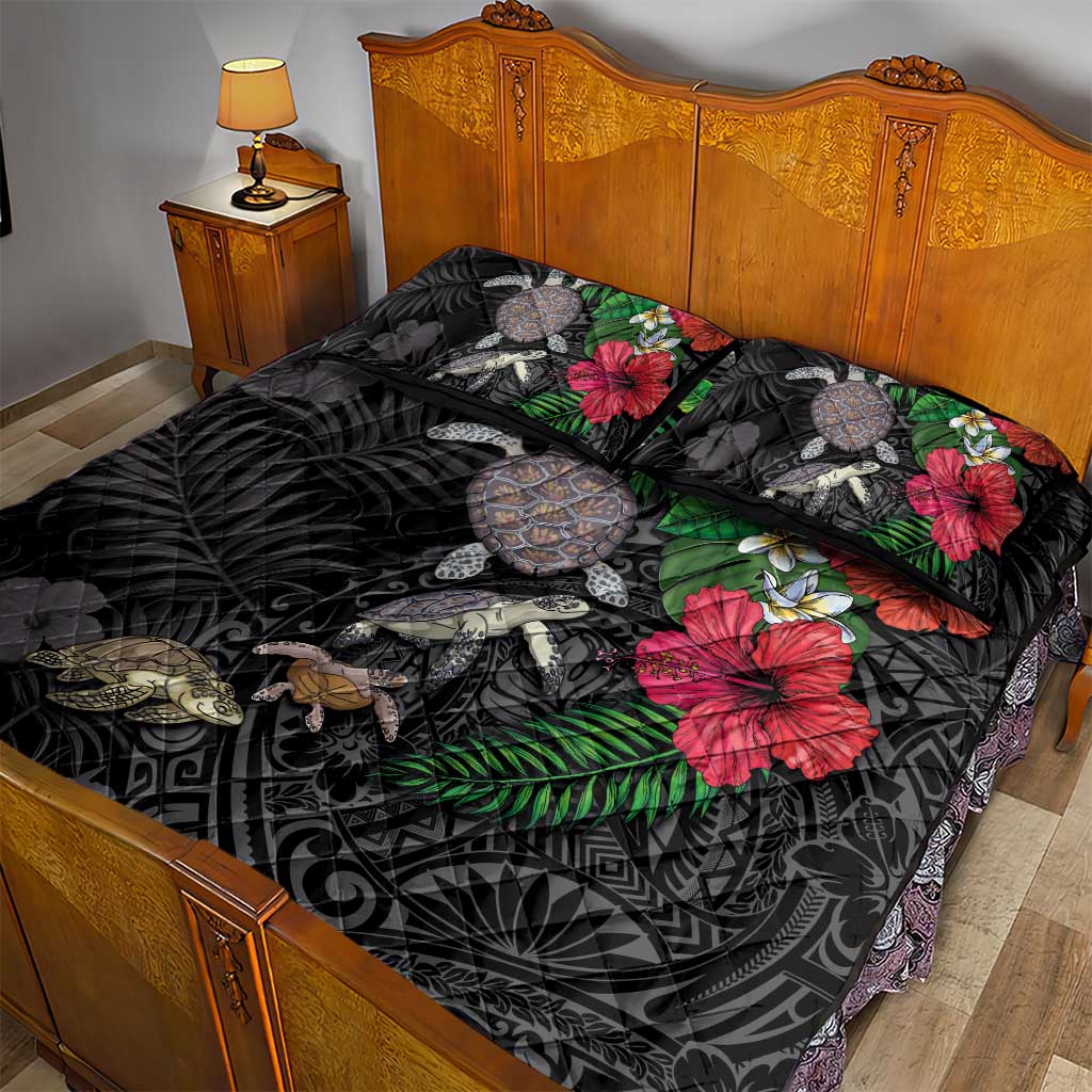 Hawaiian Tropical Plants and Turtles Quilt Bed Set Polynesian Art Motifs LT03 - Polynesian Pride