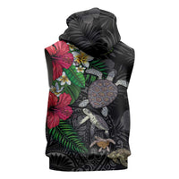 Hawaiian Tropical Plants and Turtles Sleeveless Zip Hoodie Polynesian Art Motifs LT03 - Polynesian Pride
