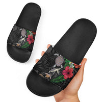Hawaiian Tropical Plants and Turtles Slide Sandals Polynesian Art Motifs LT03 - Polynesian Pride