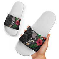 Hawaiian Tropical Plants and Turtles Slide Sandals Polynesian Art Motifs LT03 - Polynesian Pride