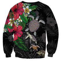 Hawaiian Tropical Plants and Turtles Sweatshirt Polynesian Art Motifs LT03 - Polynesian Pride