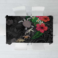 Hawaiian Tropical Plants and Turtles Tablecloth Polynesian Art Motifs LT03 Black - Polynesian Pride