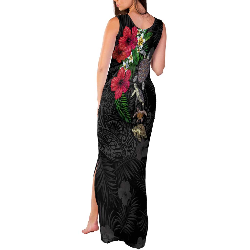 Hawaiian Tropical Plants and Turtles Tank Maxi Dress Polynesian Art Motifs LT03 - Polynesian Pride