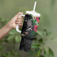 Hawaiian Tropical Plants and Turtles Tumbler With Handle Polynesian Art Motifs LT03 - Polynesian Pride