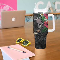 Hawaiian Tropical Plants and Turtles Tumbler With Handle Polynesian Art Motifs LT03 - Polynesian Pride