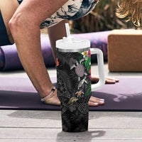 Hawaiian Tropical Plants and Turtles Tumbler With Handle Polynesian Art Motifs LT03 - Polynesian Pride