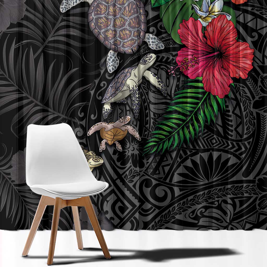 Hawaiian Tropical Plants and Turtles Window Curtain Polynesian Art Motifs LT03 - Polynesian Pride
