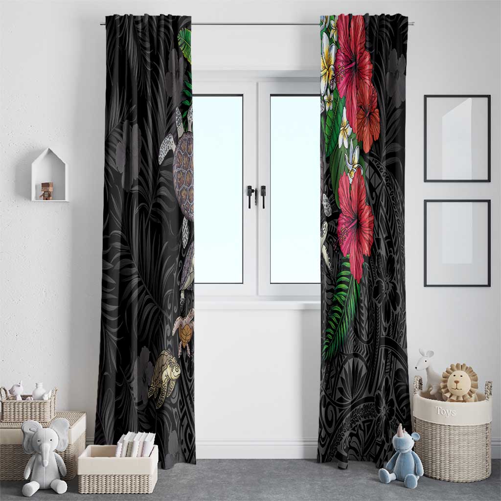 Hawaiian Tropical Plants and Turtles Window Curtain Polynesian Art Motifs LT03 - Polynesian Pride