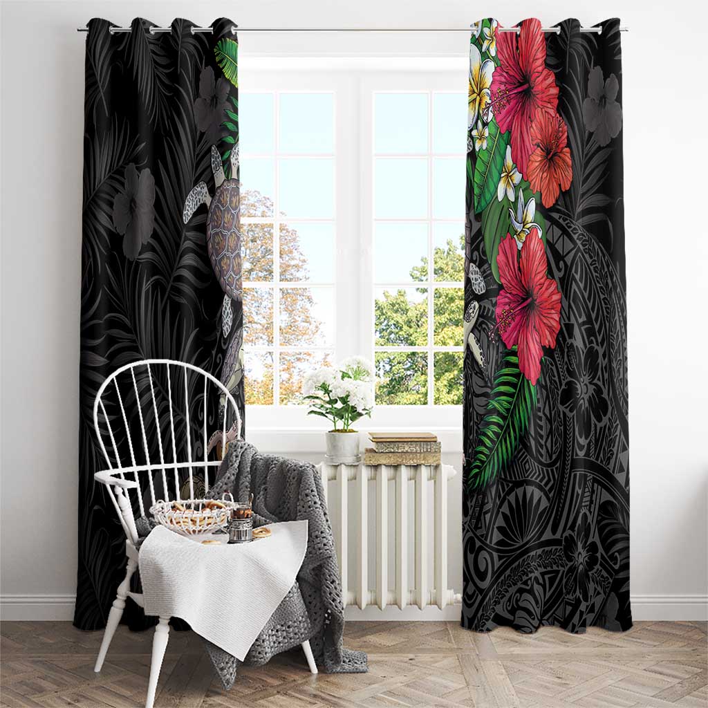 Hawaiian Tropical Plants and Turtles Window Curtain Polynesian Art Motifs LT03 - Polynesian Pride