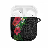 Hawaiian Tropical Plants AirPods Case Kakau Tattoo and Polynesian Pattern Half Black Color LT03 Black - Polynesian Pride