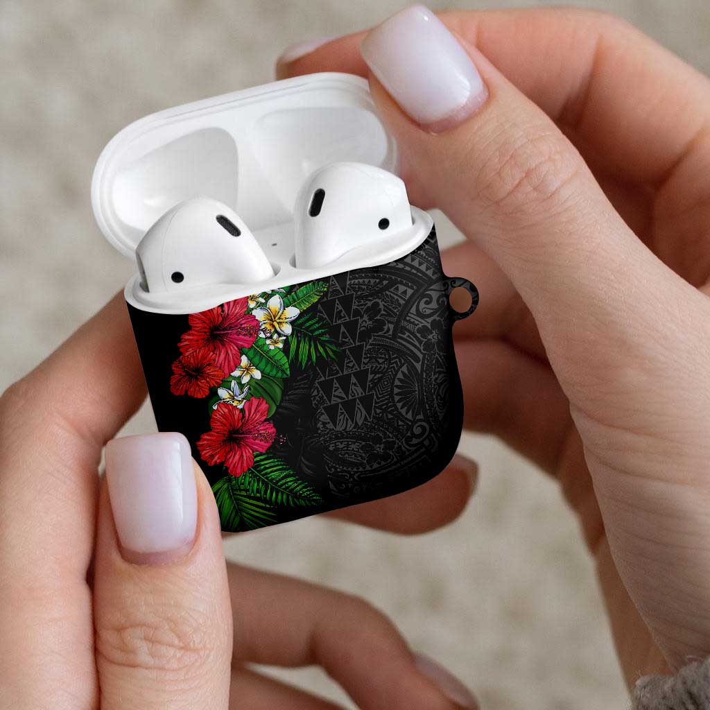 Hawaiian Tropical Plants AirPods Case Kakau Tattoo and Polynesian Pattern Half Black Color LT03 - Polynesian Pride