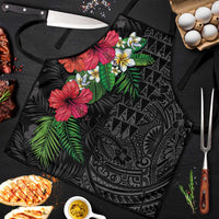 Hawaiian Tropical Plants Apron Kakau Tattoo and Polynesian Pattern Half Black Color LT03 Black - Polynesian Pride